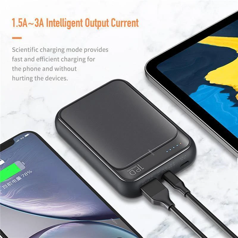ROCK Mini Power Bank 10000mAh 18W USB C PD Schnellladung QC3.0 Schnellladung Externer Akku für iPhone Xs Max Samsung S9