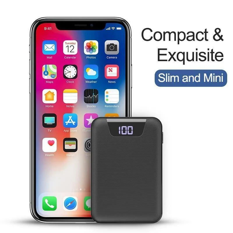 ROCK Mini Power Bank 10000 mAh Dual USB Ports Externe Batterie Powerbank mit Digitalanzeige für iPhone XS Xiaomi PoverBank