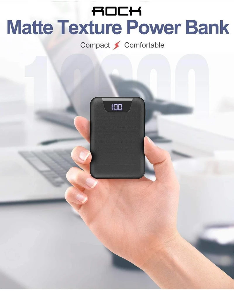 ROCK Mini Power Bank 10000 mAh Dual USB Ports Externe Batterie Powerbank mit Digitalanzeige für iPhone XS Xiaomi PoverBank