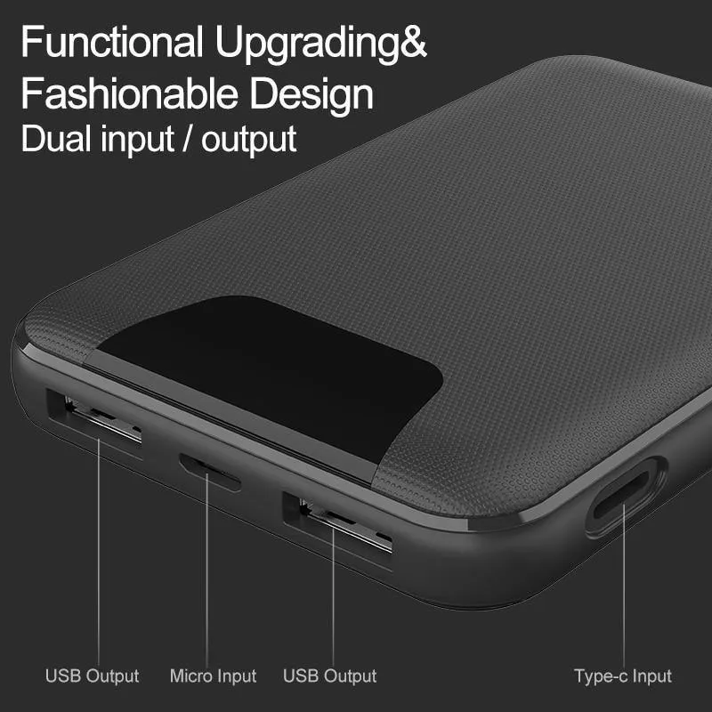 ROCK Mini Power Bank 10000 mAh Dual USB Ports Externe Batterie Powerbank mit Digitalanzeige für iPhone XS Xiaomi PoverBank