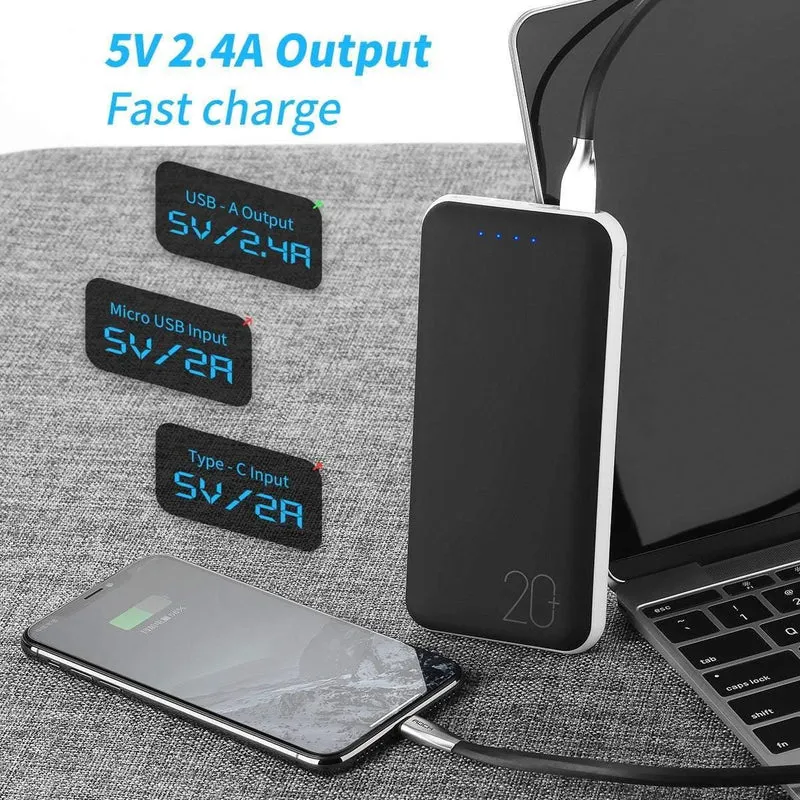 ROCK Power Bank 20000mAh Tragbares externes Ladegerät Dual USB PowerBank für das iPhone Samsung Xiaomi