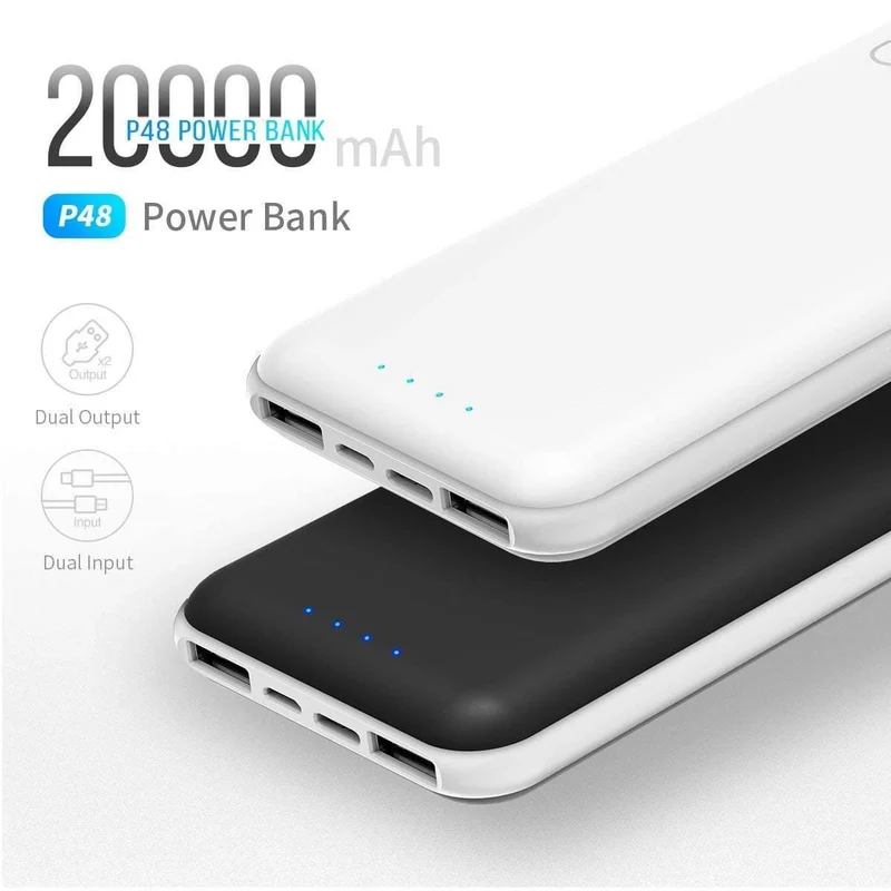 ROCK Power Bank 20000mAh Tragbares externes Ladegerät Dual USB PowerBank für das iPhone Samsung Xiaomi