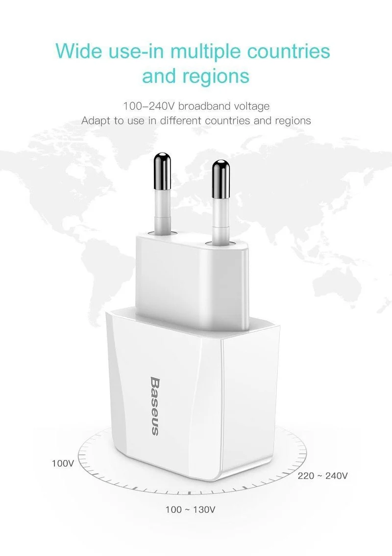 Baseus Dual USB Ladegerät Für iPhone Xs Max X 8 Samsung S9 S8 Xiaomi Mi 8 Mix3 EU Adapter Schnelle Lade wand Handy Ladegerät