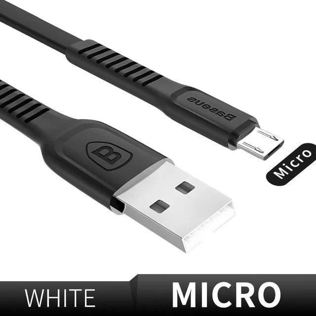 Baseus Flaches Micro-USB-Kabel Schnellladedatenkabel für Samsung Xiaomi Huawei Android Handy-Ladekabel Micro-USB-Kabel