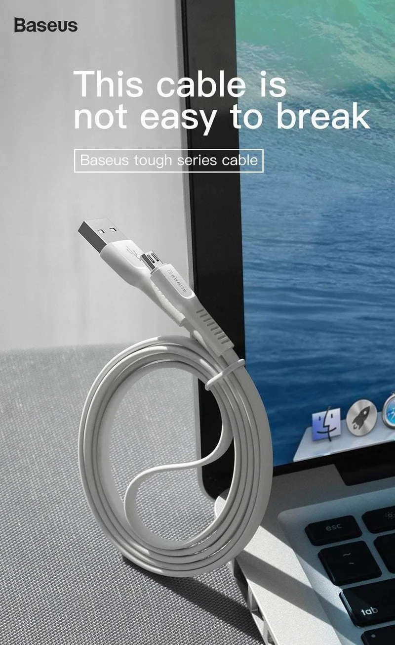 Baseus Flaches Micro-USB-Kabel Schnellladedatenkabel für Samsung Xiaomi Huawei Android Handy-Ladekabel Micro-USB-Kabel