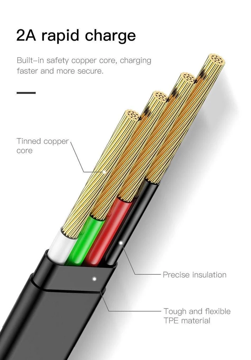 Baseus USB-Kabel für iPhone XS Max XR X 8 Schnellladeladegerät USB-C-Kabel Micro USB Typ C-Kabel für Android-Handykabel