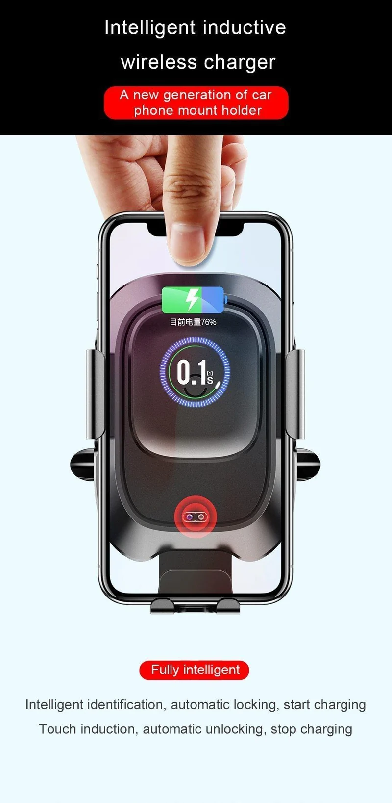 Baseus Qi Auto Drahtloses Ladegerät für iPhone Xs Max XR X Samsung Intelligenter Infrarotsensor Schnelles kabelloses Laden Autotelefonhalter