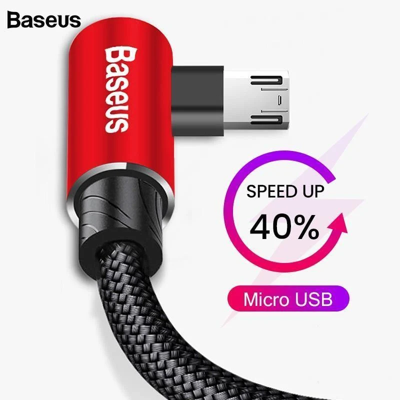 Baseus 90 Grad Micro-USB-Kabel Schnellladegerät Datenkabel Micro-USB-Kabel für Samsung Xiaomi Android Mobilie-Telefonkabel