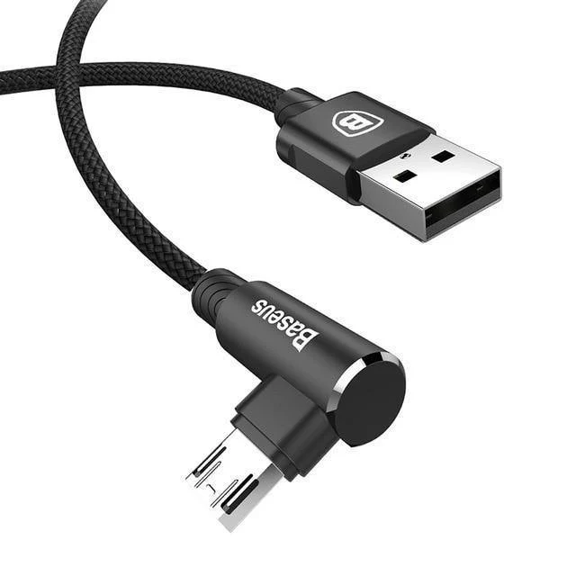 Baseus 90 Grad Micro-USB-Kabel Schnellladegerät Datenkabel Micro-USB-Kabel für Samsung Xiaomi Android Mobilie-Telefonkabel