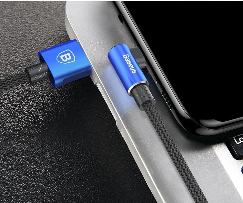 Baseus 90 Grad Micro-USB-Kabel Schnellladegerät Datenkabel Micro-USB-Kabel für Samsung Xiaomi Android Mobilie-Telefonkabel