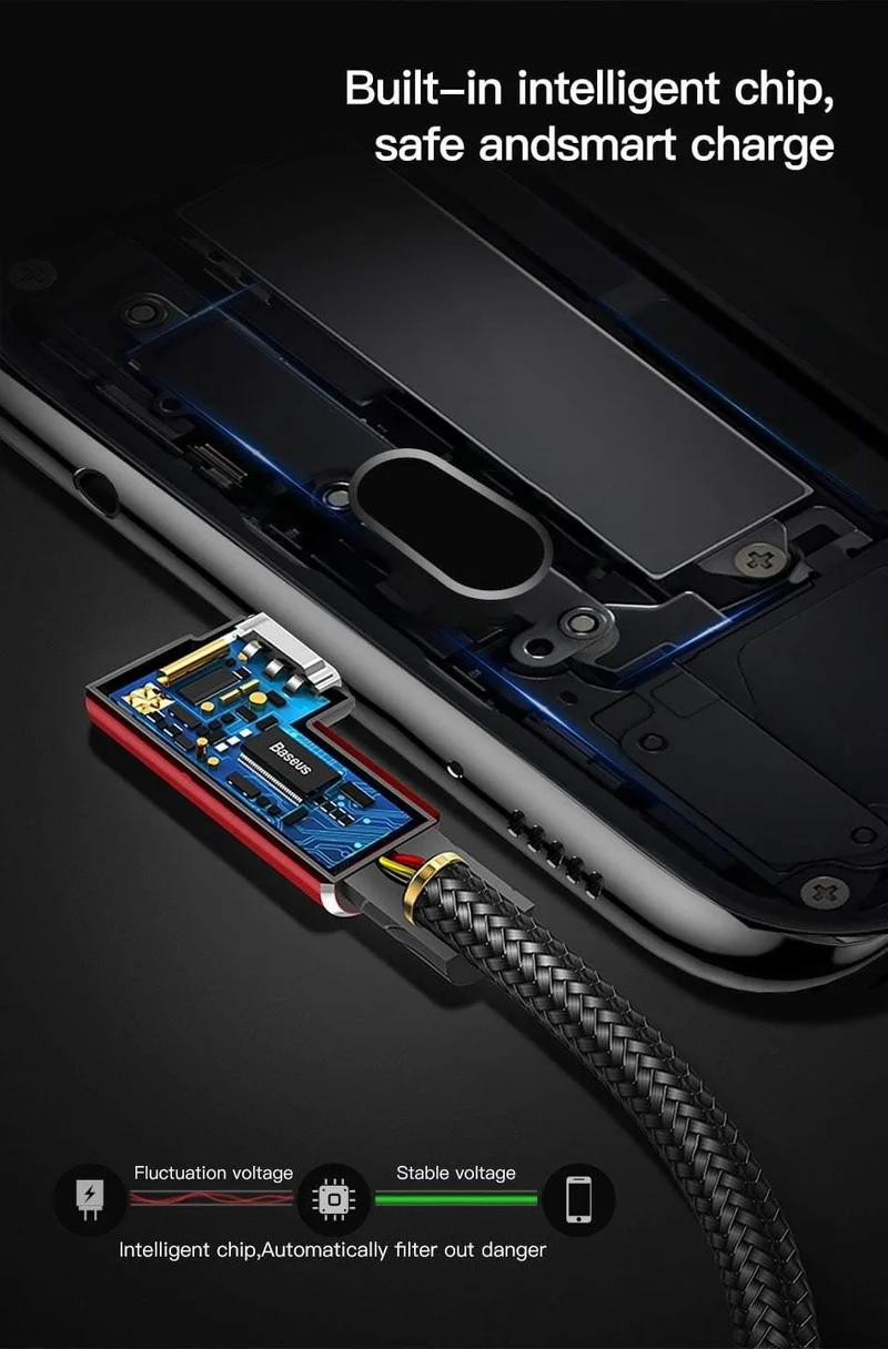 Baseus 90 Grad Micro-USB-Kabel Schnellladegerät Datenkabel Micro-USB-Kabel für Samsung Xiaomi Android Mobilie-Telefonkabel