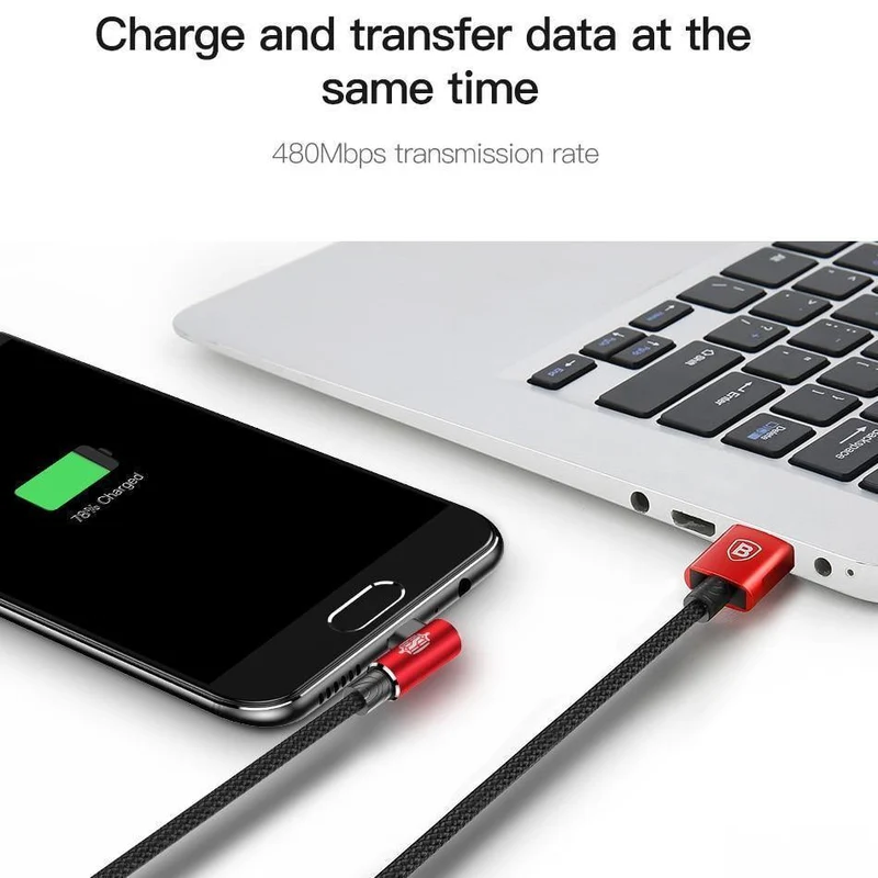 Baseus 90 Grad Micro-USB-Kabel Schnellladegerät Datenkabel Micro-USB-Kabel für Samsung Xiaomi Android Mobilie-Telefonkabel