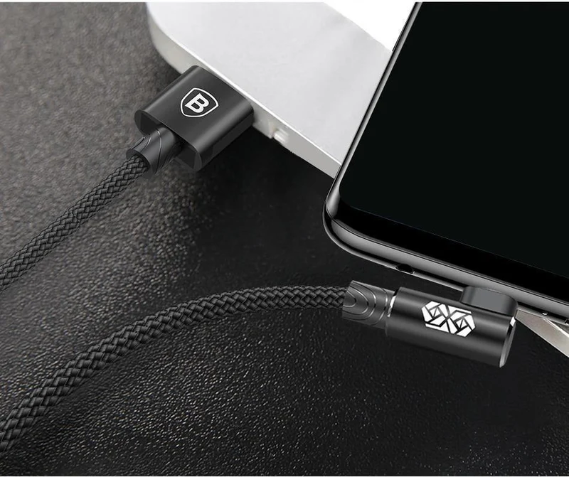 Baseus 90 Grad Micro-USB-Kabel Schnellladegerät Datenkabel Micro-USB-Kabel für Samsung Xiaomi Android Mobilie-Telefonkabel