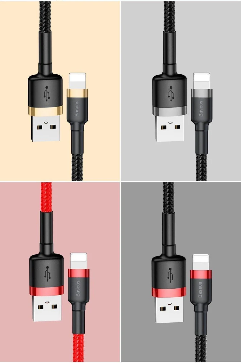 Baseus USB-Kabel für iPhone XS Max XR X 8 7 6 6s Plus 5 5S SE iPad Pro Mini Schnellladeladegerät Datenkabel Handykabel