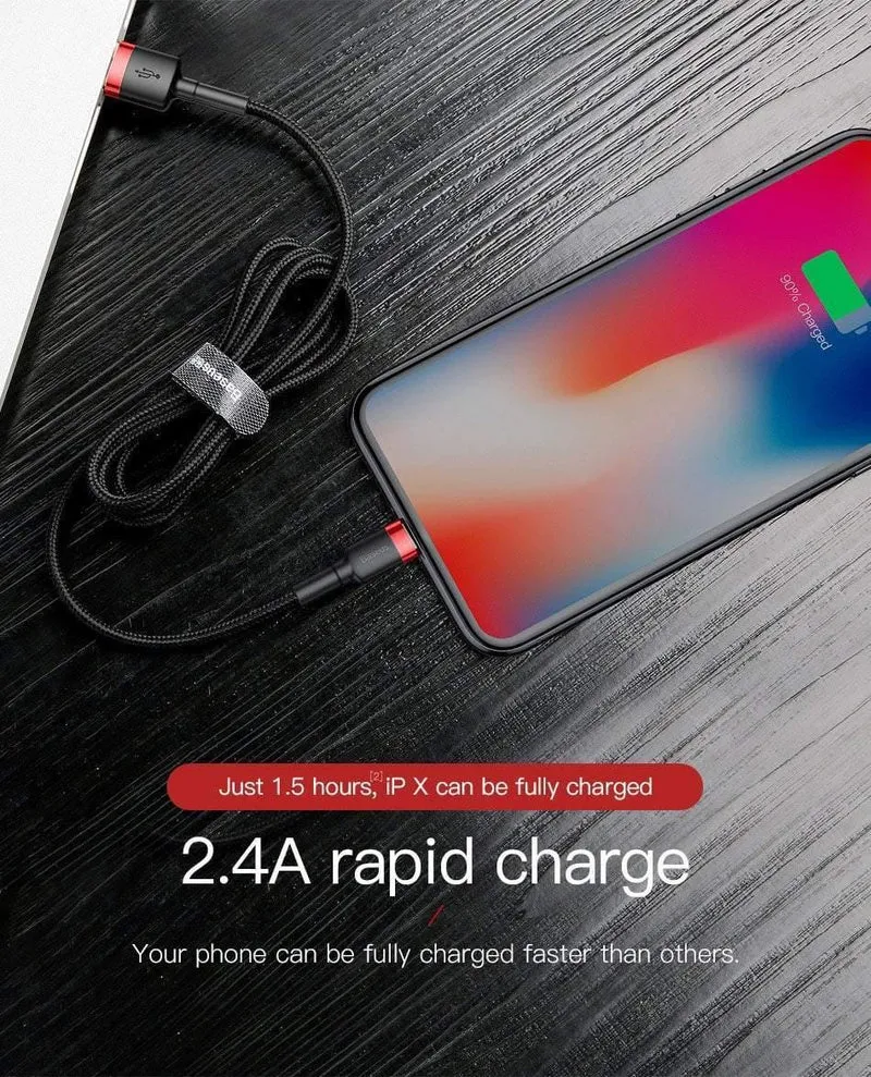 Baseus USB-Kabel für iPhone XS Max XR X 8 7 6 6s Plus 5 5S SE iPad Pro Mini Schnellladeladegerät Datenkabel Handykabel