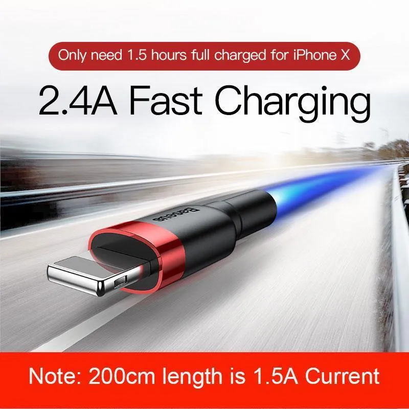 Baseus USB-Kabel für iPhone XS Max XR X 8 7 6 6s Plus 5 5S SE iPad Pro Mini Schnellladeladegerät Datenkabel Handykabel