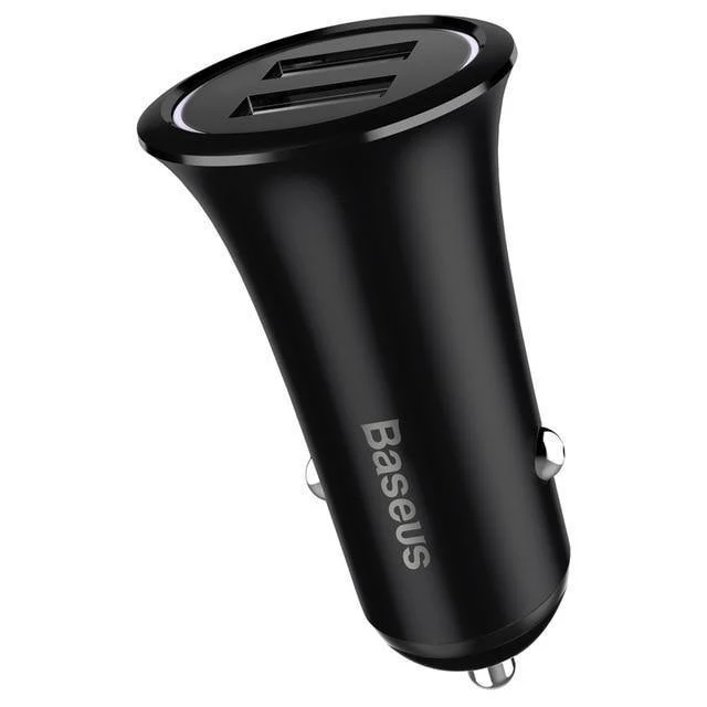 Baseus Metall Dual USB Auto Ladegerät Für iPhone Samsung Xiaomi mi Huawei LED Licht Auto Lade Handy Ladegerät Auto Adapter
