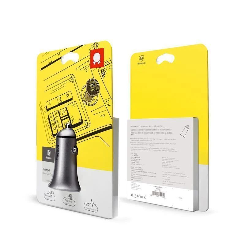 Baseus Metall Dual USB Auto Ladegerät Für iPhone Samsung Xiaomi mi Huawei LED Licht Auto Lade Handy Ladegerät Auto Adapter