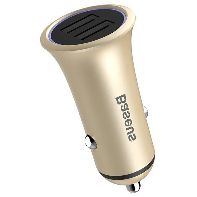 Baseus Metall Dual USB Auto Ladegerät Für iPhone Samsung Xiaomi mi Huawei LED Licht Auto Lade Handy Ladegerät Auto Adapter