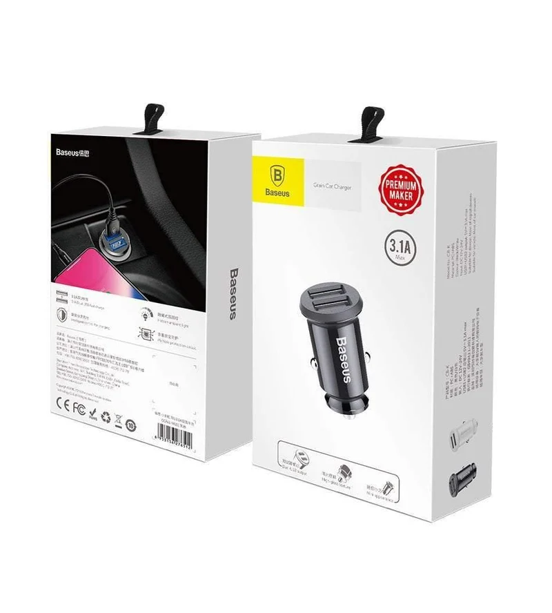 Baseus mi ni Autoladegerät für iPhone Xs Samsung Xiaomi mi 3.1A Schnellladefunktion fürs Auto Dual USB Autoladegerät Adapter Handyladegerät