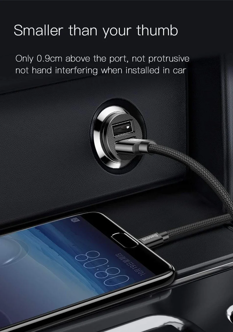 Baseus mi ni Autoladegerät für iPhone Xs Samsung Xiaomi mi 3.1A Schnellladefunktion fürs Auto Dual USB Autoladegerät Adapter Handyladegerät