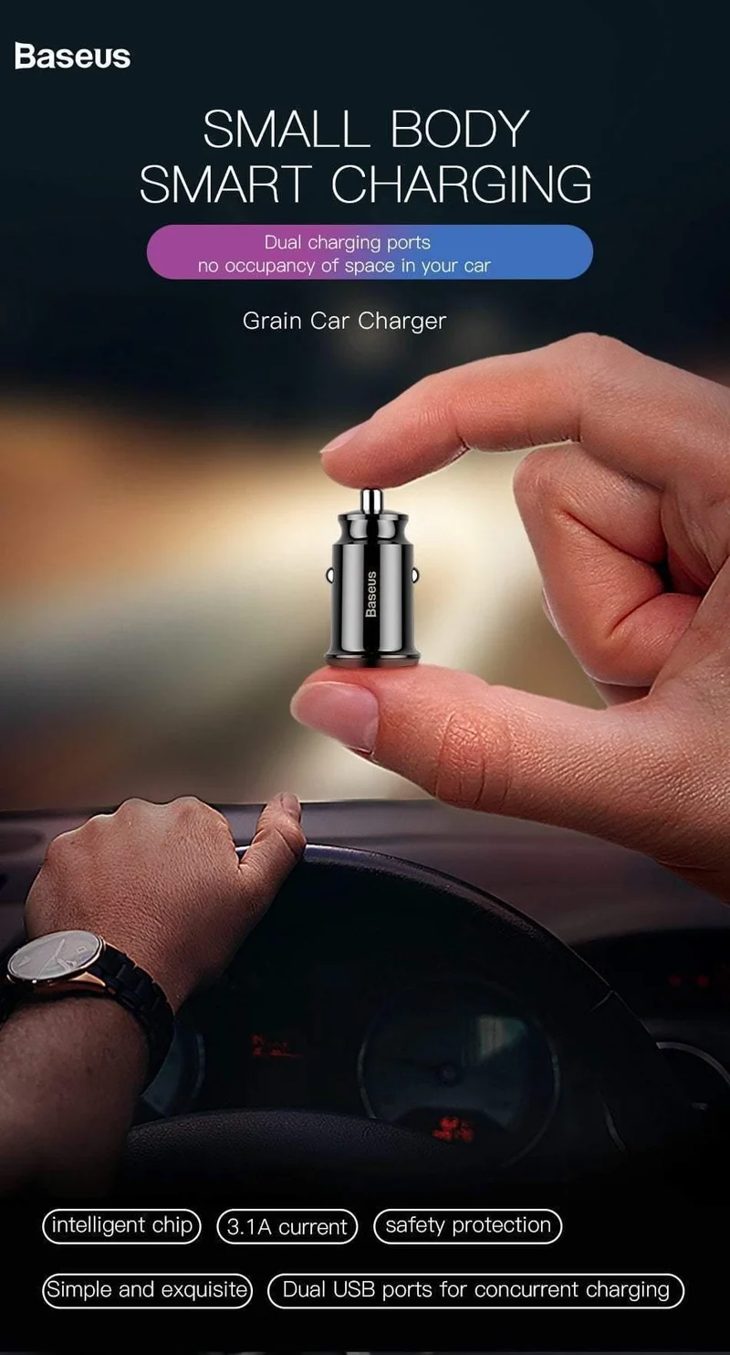 Baseus mi ni Autoladegerät für iPhone Xs Samsung Xiaomi mi 3.1A Schnellladefunktion fürs Auto Dual USB Autoladegerät Adapter Handyladegerät