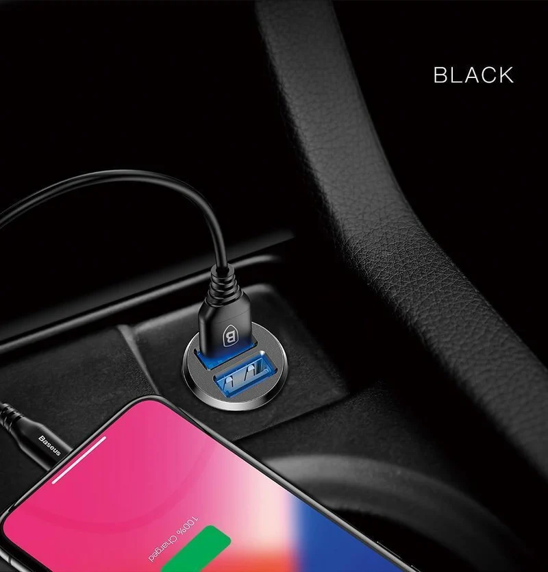 Baseus mi ni Autoladegerät für iPhone Xs Samsung Xiaomi mi 3.1A Schnellladefunktion fürs Auto Dual USB Autoladegerät Adapter Handyladegerät