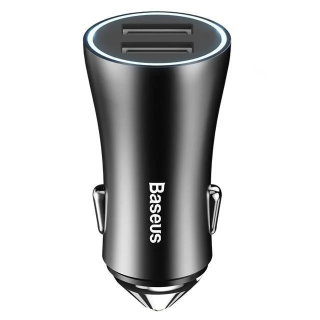 Baseus LED Auto USB Ladegerät Für iPhone Samsung Xiaomi 2.4 EINE Schnelle Lade Adapter Metall Mini USB Auto-Ladegerät Für handy