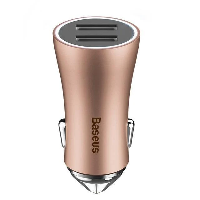 Baseus LED Auto USB Ladegerät Für iPhone Samsung Xiaomi 2.4 EINE Schnelle Lade Adapter Metall Mini USB Auto-Ladegerät Für handy