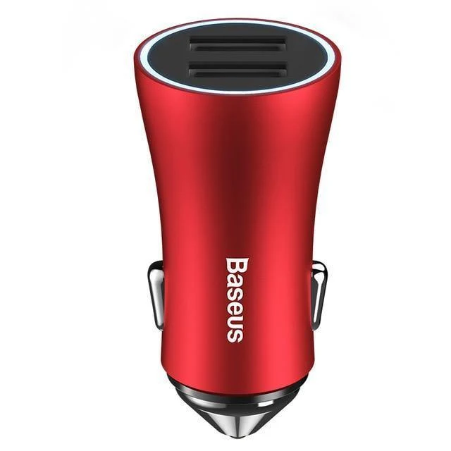 Baseus LED Auto USB Ladegerät Für iPhone Samsung Xiaomi 2.4 EINE Schnelle Lade Adapter Metall Mini USB Auto-Ladegerät Für handy