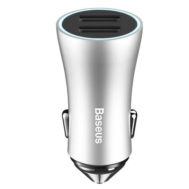 Baseus LED Auto USB Ladegerät Für iPhone Samsung Xiaomi 2.4 EINE Schnelle Lade Adapter Metall Mini USB Auto-Ladegerät Für handy