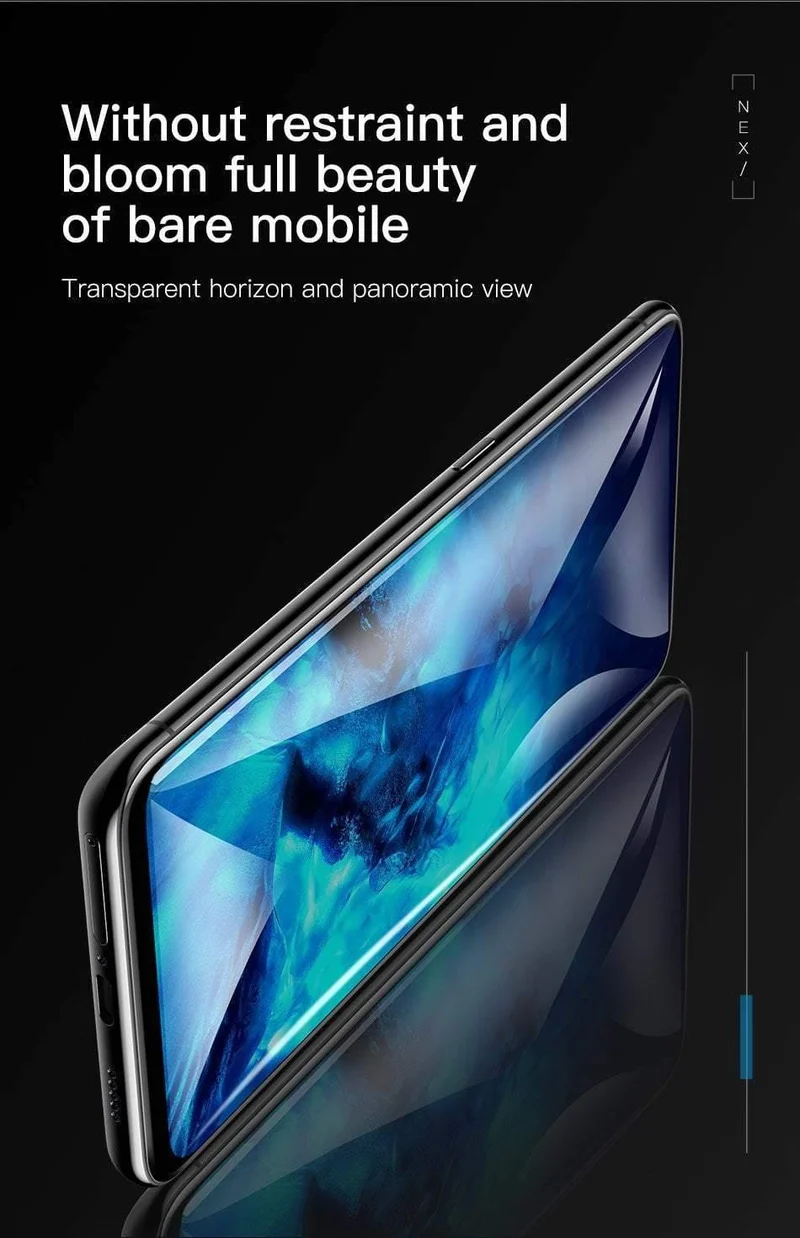 Baseus Displayschutz aus gehärtetem Glas für Vivo Nex, gebogene Kante, HD, vollständige Abdeckung, 0.3 mm, Schutzglas, gehärteter Film für Vivo Nex
