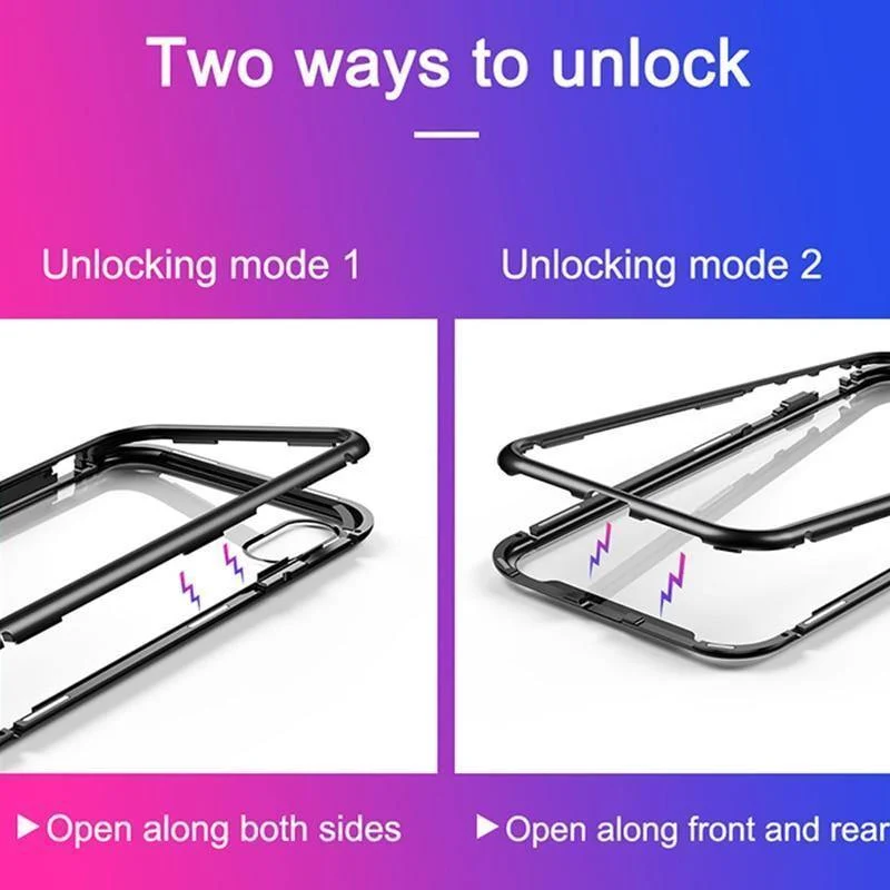 Baseus Magnetische Adsorptionshülle für iPhone X 10 Luxus-Metallstoßstange + gehärtetes Glas Rückseite Flip-Hülle für iPhoneX-Telefonhüllen