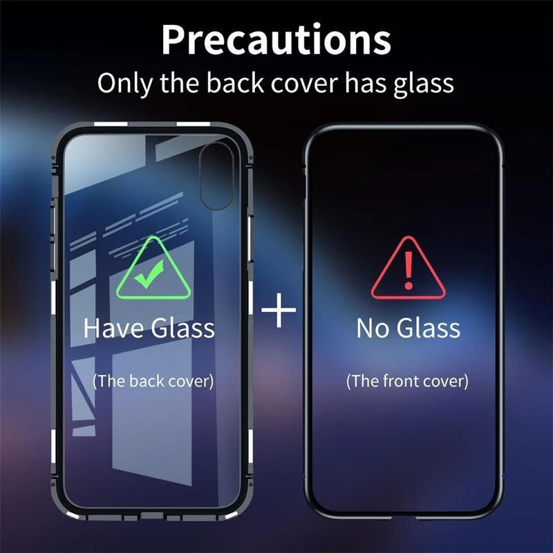 Baseus Magnetische Adsorptionshülle für iPhone X 10 Luxus-Metallstoßstange + gehärtetes Glas Rückseite Flip-Hülle für iPhoneX-Telefonhüllen