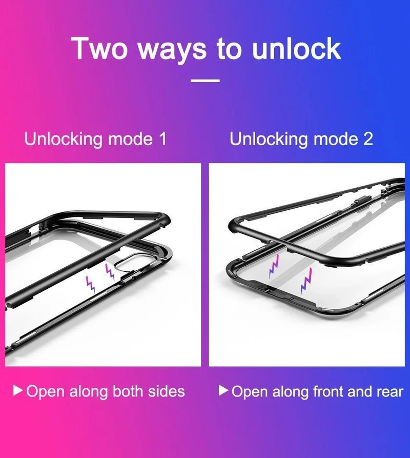 Baseus Magnetische Adsorptionshülle für iPhone X 10 Luxus-Metallstoßstange + gehärtetes Glas Rückseite Flip-Hülle für iPhoneX-Telefonhüllen