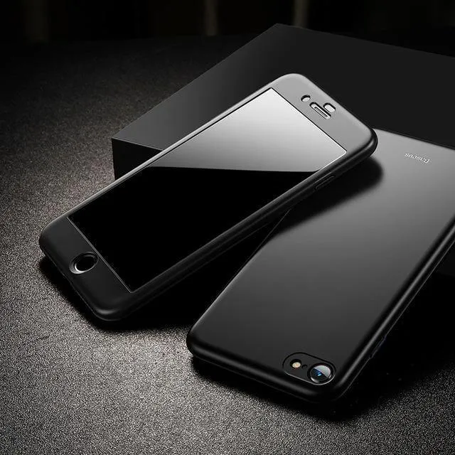 Baseus 360 Ganzkörper-Hart-PC-Hülle für iPhone 8 7 Plus Abdeckung aus gehärtetem Glas + TPU-Rückseite Schutzhülle für iPhone 8Plus 7Plus