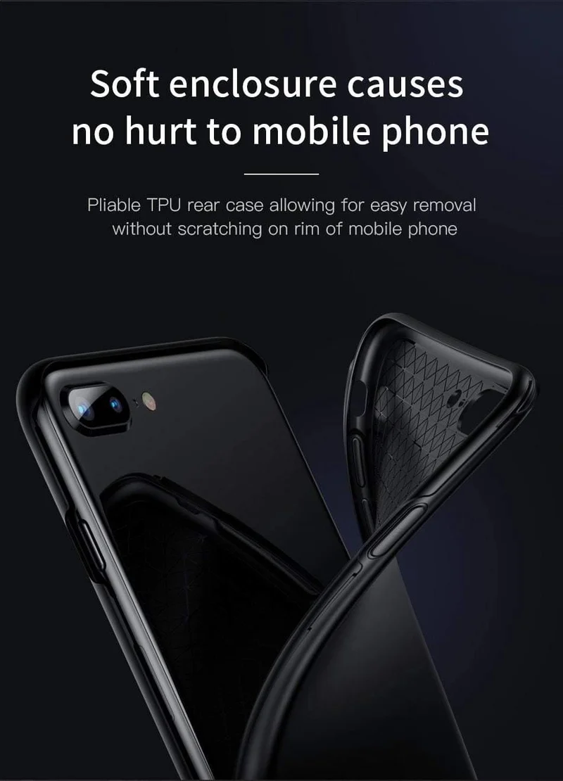 Baseus 360 Ganzkörper-Hart-PC-Hülle für iPhone 8 7 Plus Abdeckung aus gehärtetem Glas + TPU-Rückseite Schutzhülle für iPhone 8Plus 7Plus