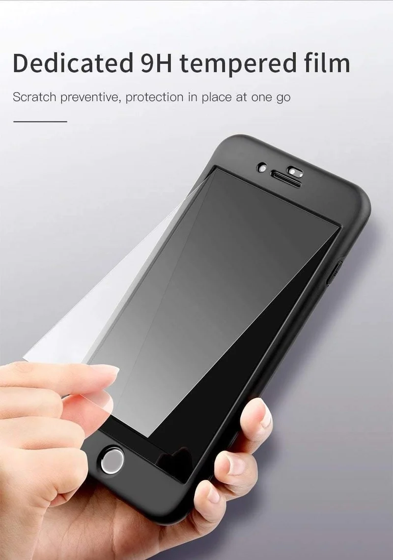Baseus 360 Ganzkörper-Hart-PC-Hülle für iPhone 8 7 Plus Abdeckung aus gehärtetem Glas + TPU-Rückseite Schutzhülle für iPhone 8Plus 7Plus