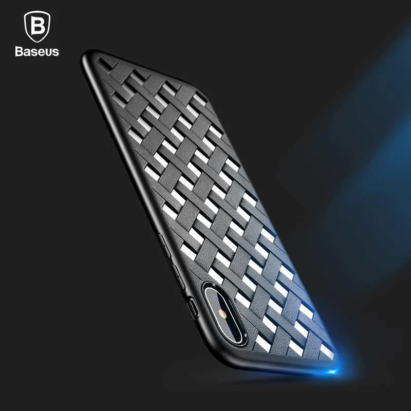Baseus Luxus-Hülle für iPhone X 10 Grid Weave Hohl-Abdeckungs-Hülle für Apple iPhone X Capinhas PC & TPU Super-Silikon Coque Fundas