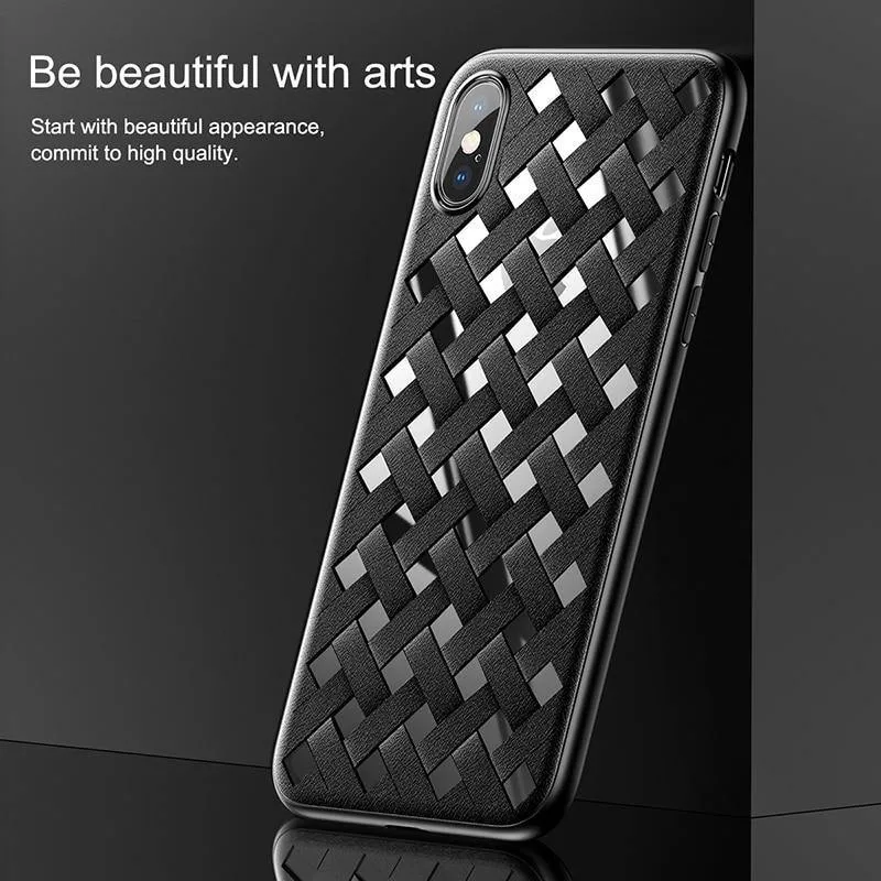 Baseus Luxus-Hülle für iPhone X 10 Grid Weave Hohl-Abdeckungs-Hülle für Apple iPhone X Capinhas PC & TPU Super-Silikon Coque Fundas