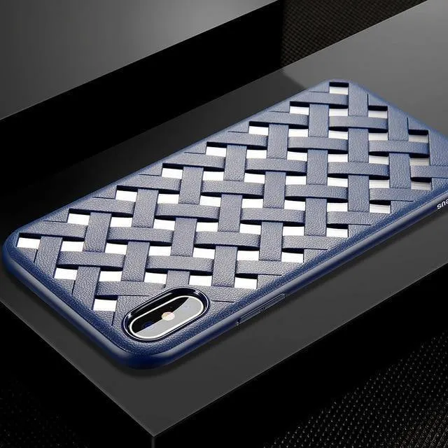 Baseus Luxus-Hülle für iPhone X 10 Grid Weave Hohl-Abdeckungs-Hülle für Apple iPhone X Capinhas PC & TPU Super-Silikon Coque Fundas