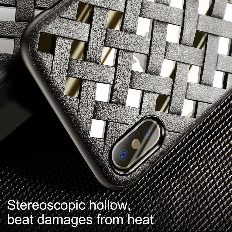 Baseus Luxus-Hülle für iPhone X 10 Grid Weave Hohl-Abdeckungs-Hülle für Apple iPhone X Capinhas PC & TPU Super-Silikon Coque Fundas