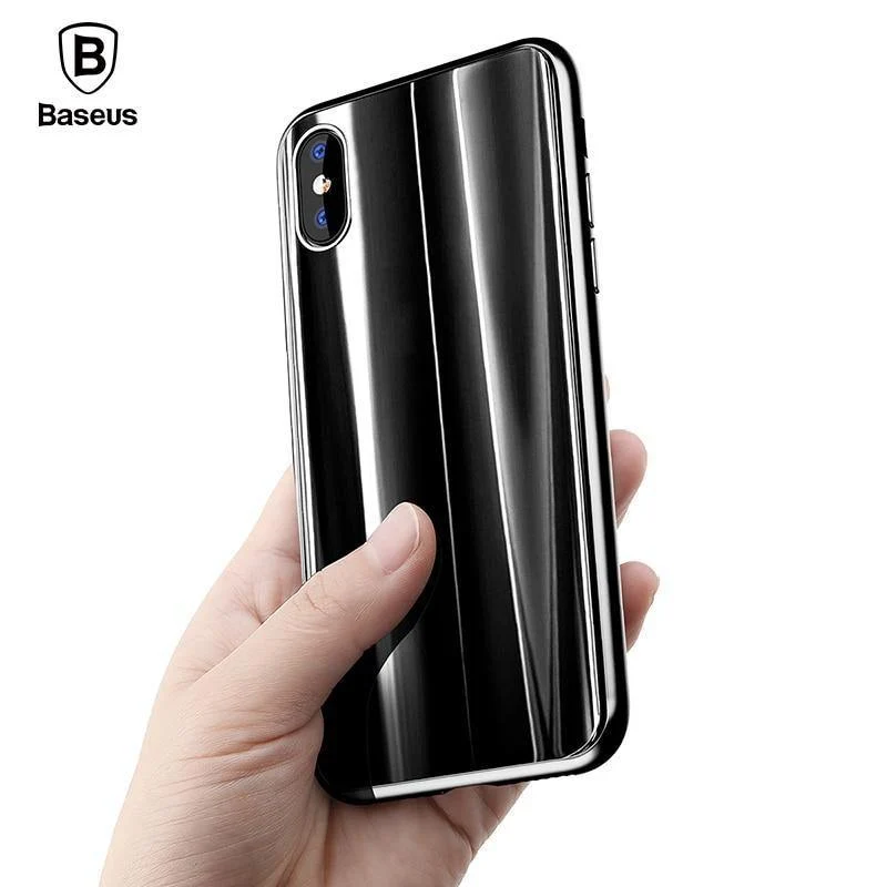 Luxus-Hülle für iPhone X, Baseus-Displayschutzhülle für iPhone X 10, TPU und Rückseite aus gehärtetem Glas für iPhoneX, Capinhas Capa