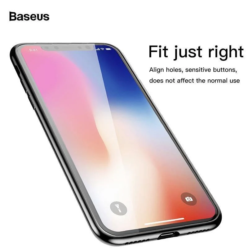 Luxus-Hülle für iPhone X, Baseus-Displayschutzhülle für iPhone X 10, TPU und Rückseite aus gehärtetem Glas für iPhoneX, Capinhas Capa