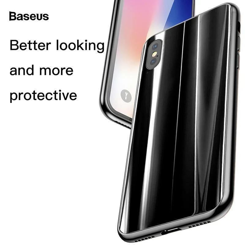 Luxus-Hülle für iPhone X, Baseus-Displayschutzhülle für iPhone X 10, TPU und Rückseite aus gehärtetem Glas für iPhoneX, Capinhas Capa