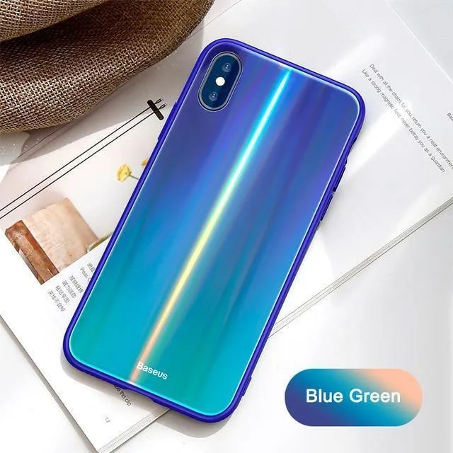 Baseus Gradient Glass Case für iPhone X 10 Coque Luxury Aurora Hartglas Schutzhülle für die Rückseite für iPhoneX 10 Case Capinhas