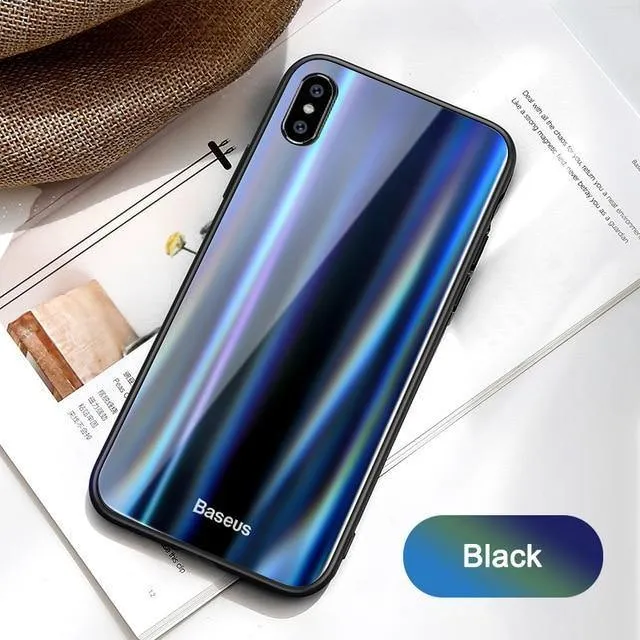 Baseus Gradient Glass Case für iPhone X 10 Coque Luxury Aurora Hartglas Schutzhülle für die Rückseite für iPhoneX 10 Case Capinhas