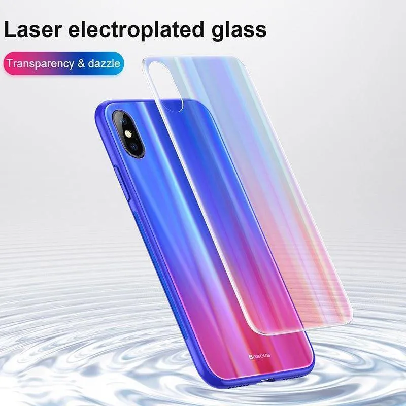 Baseus Gradient Glass Case für iPhone X 10 Coque Luxury Aurora Hartglas Schutzhülle für die Rückseite für iPhoneX 10 Case Capinhas