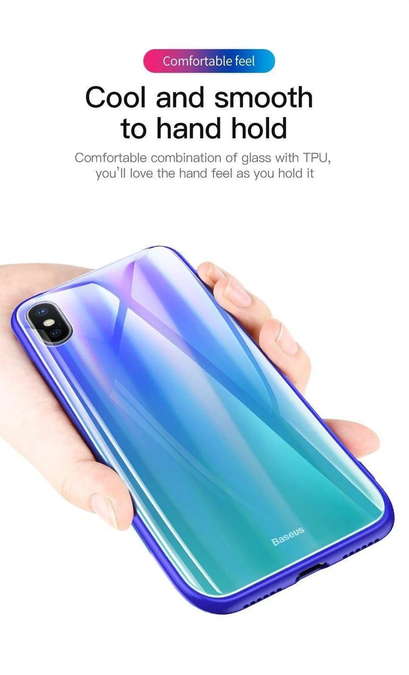 Baseus Gradient Glass Case für iPhone X 10 Coque Luxury Aurora Hartglas Schutzhülle für die Rückseite für iPhoneX 10 Case Capinhas