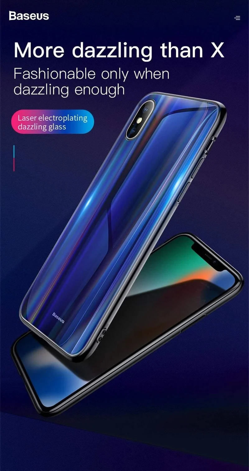 Baseus Gradient Glass Case für iPhone X 10 Coque Luxury Aurora Hartglas Schutzhülle für die Rückseite für iPhoneX 10 Case Capinhas